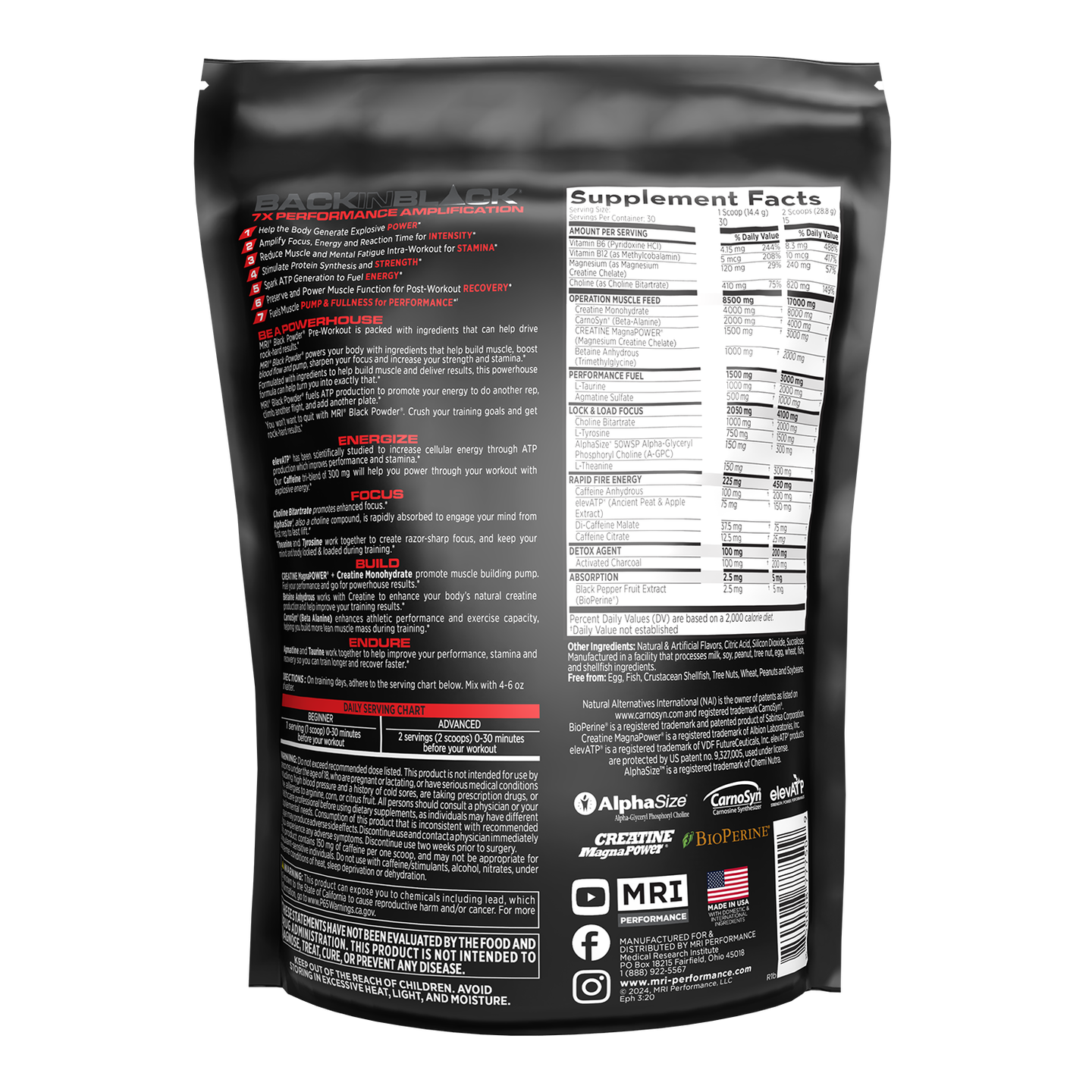 MRI Performance Black Powder Pre-Workout (30 Servings)