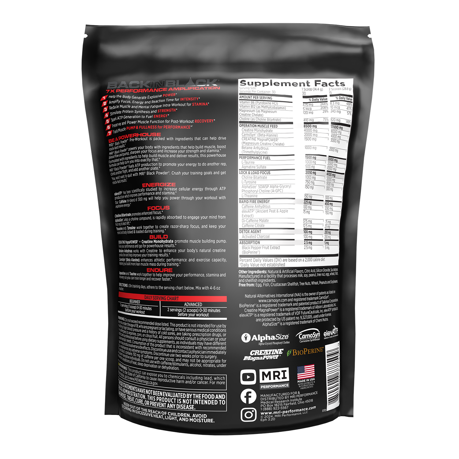 MRI Performance Black Powder Pre-Workout (30 Servings)