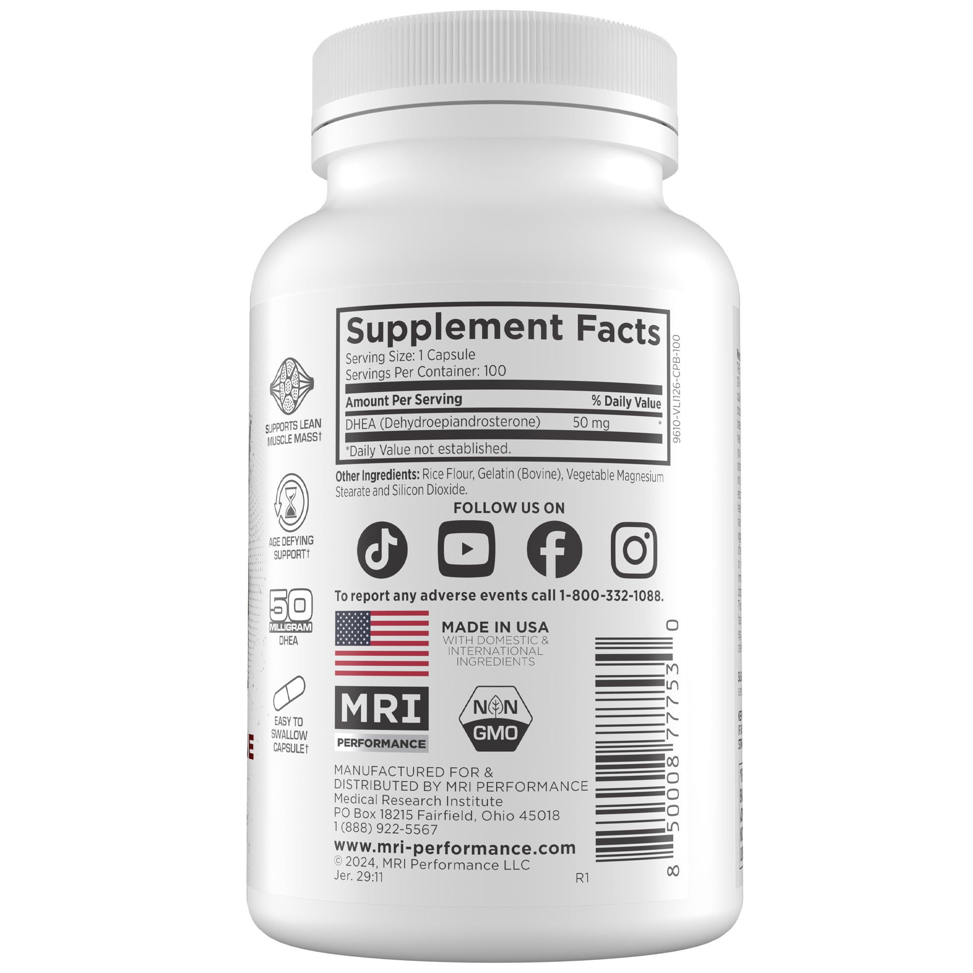 MRI Performance DHEA 50MG  Healthy Aging, Hormone & Adrenal Support