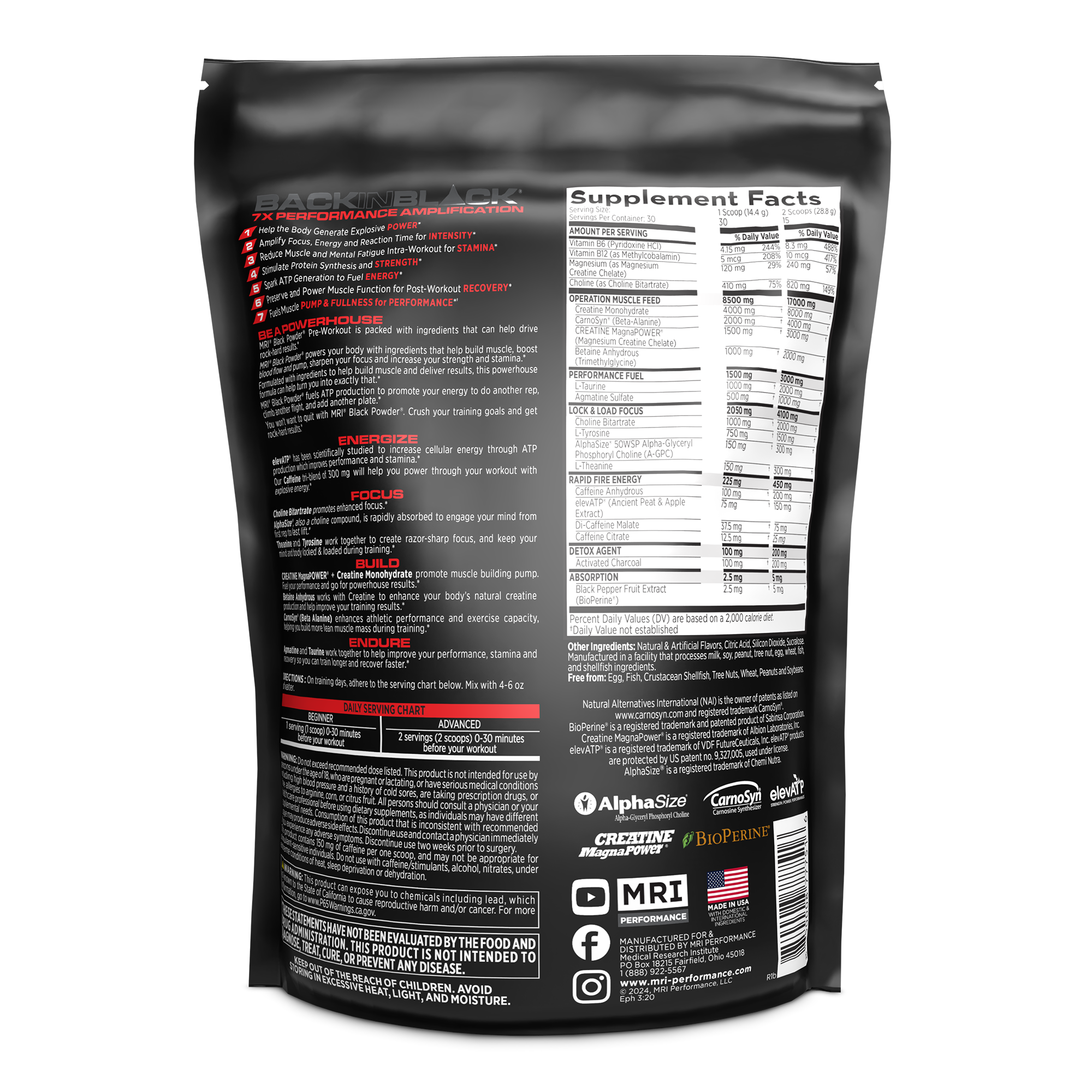 MRI Performance Black Powder Pre-Workout (30 Servings)