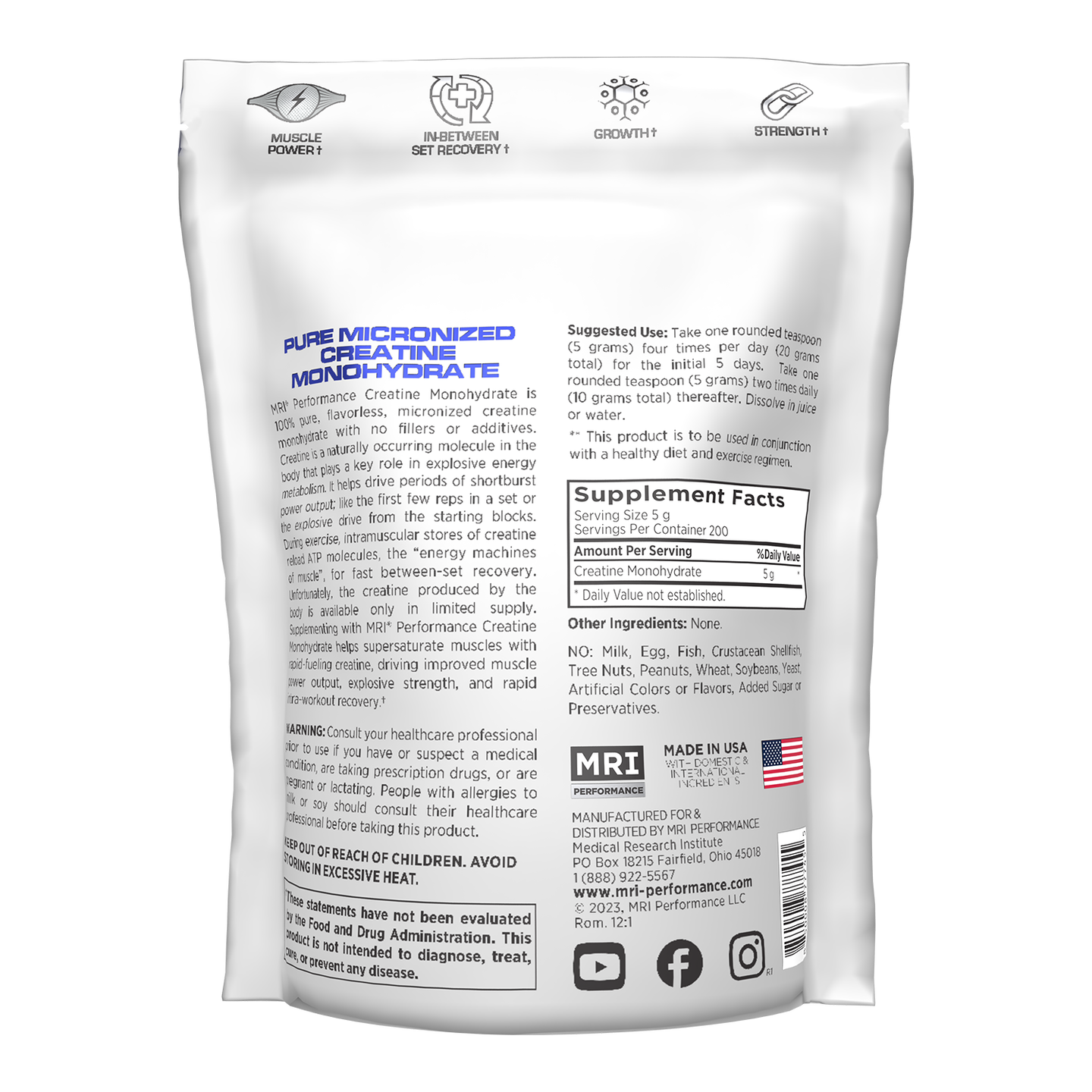 MRI Performance Micronized Creatine Monohydrate 300g 2 Pack