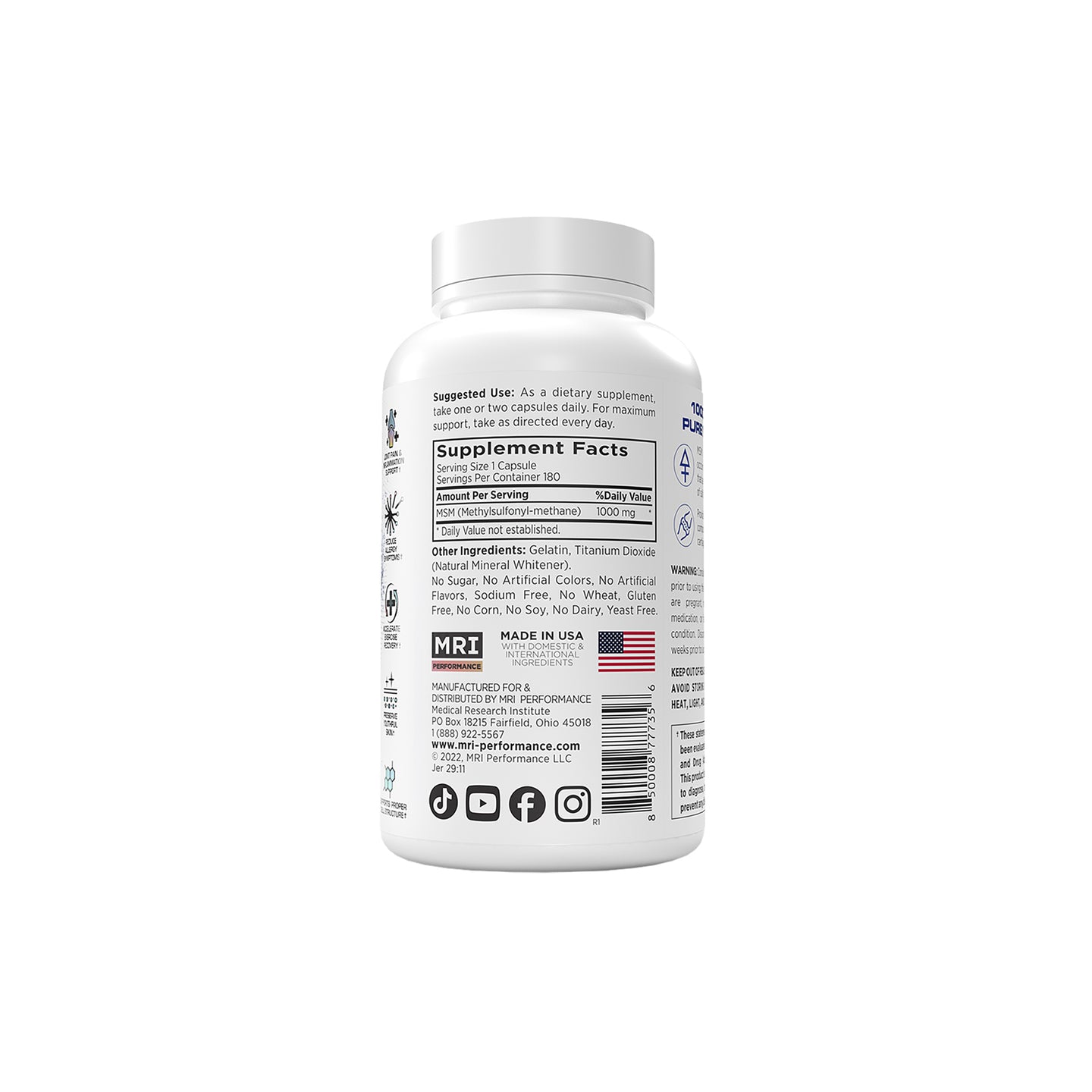MRI Performance MSM Joint & Muscle Recovery (180 Count)